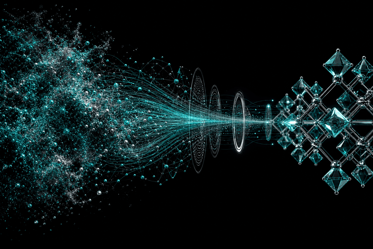 Abstract visualization of data resolving into structured intelligence
